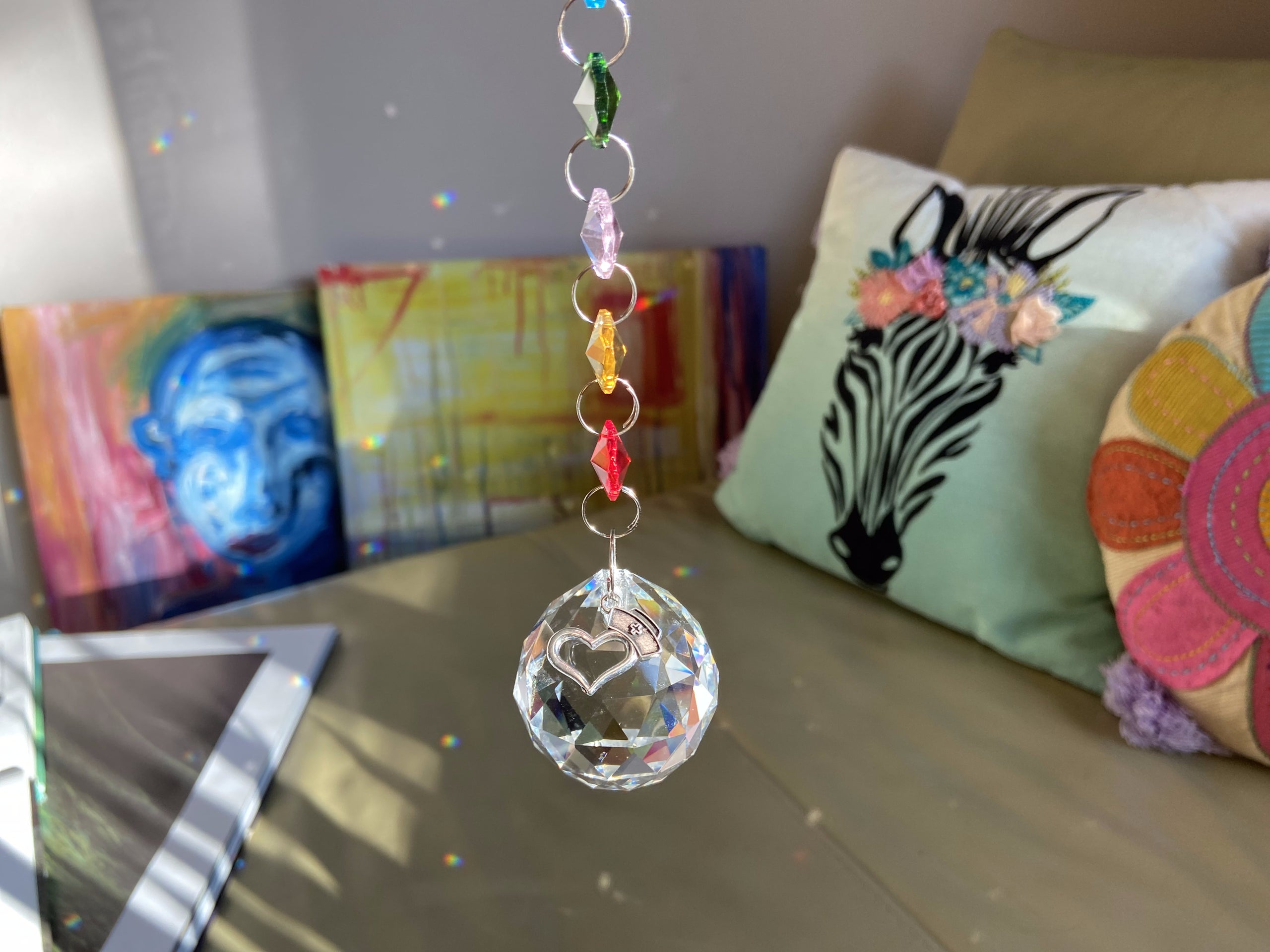 Rainbow Suncatcher Glass Crystal 40mm hanging prism ball